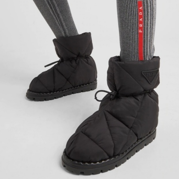 NWT$1,120 PRADA Blow 19 Quilted Nylon Drawstring Winter Snow Bootie Boot Sz 39.5 - Picture 2 of 16